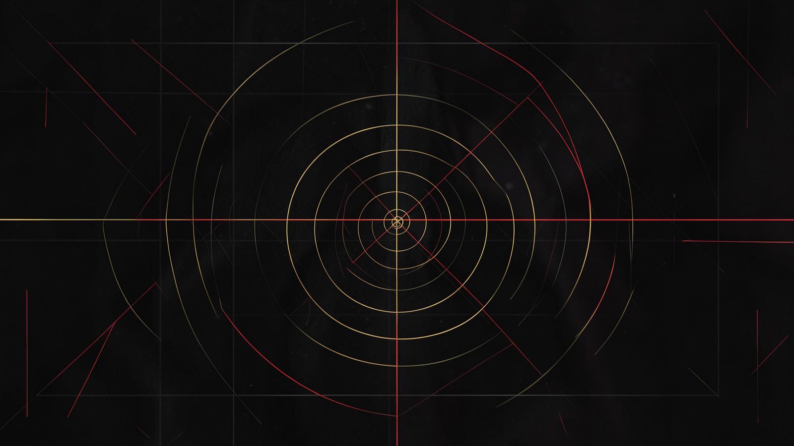 Geometric composition grid with golden spiral over a dark cinematic background